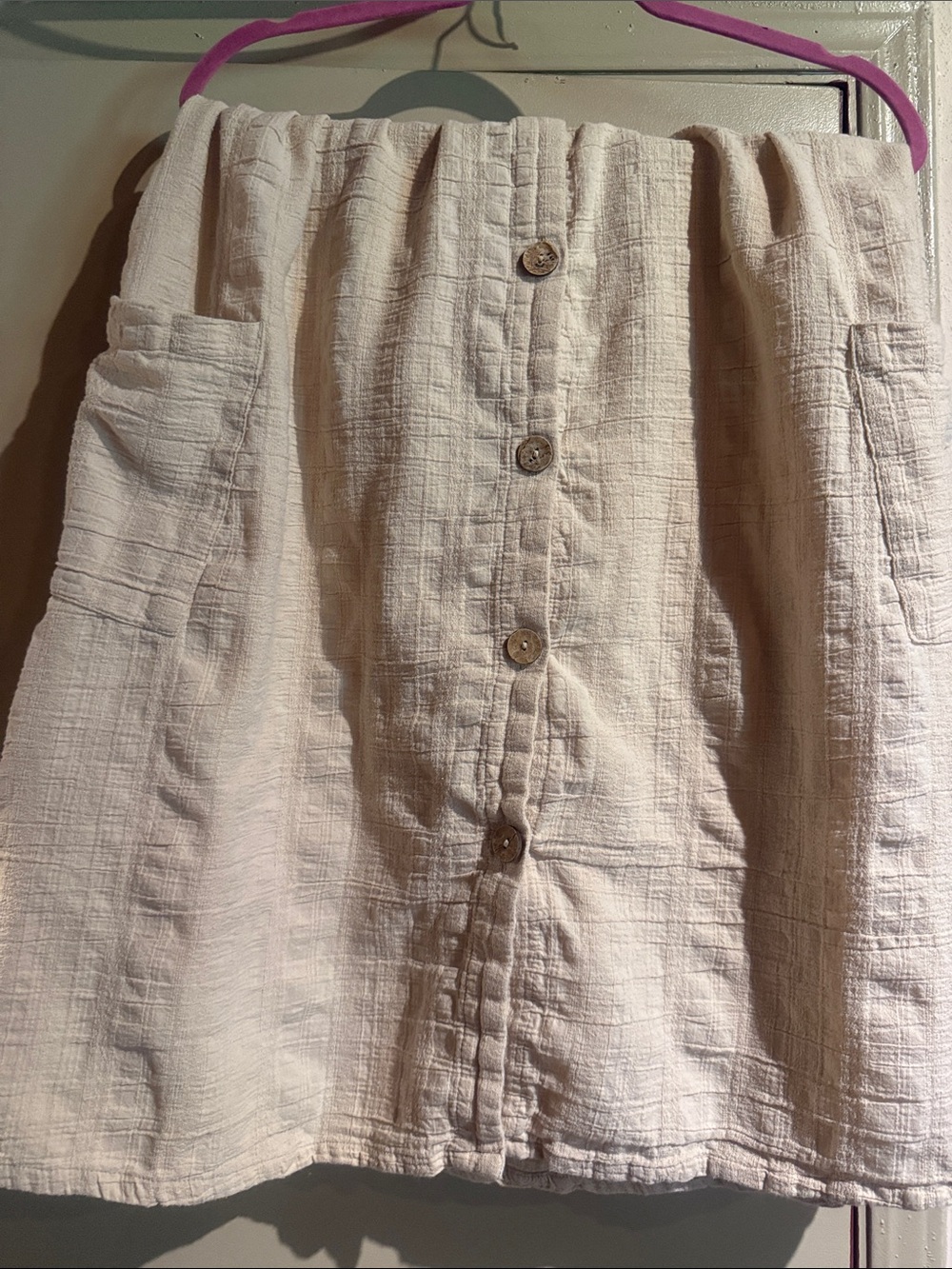 Roxy Button-Front Mini Skirt in Light Cream